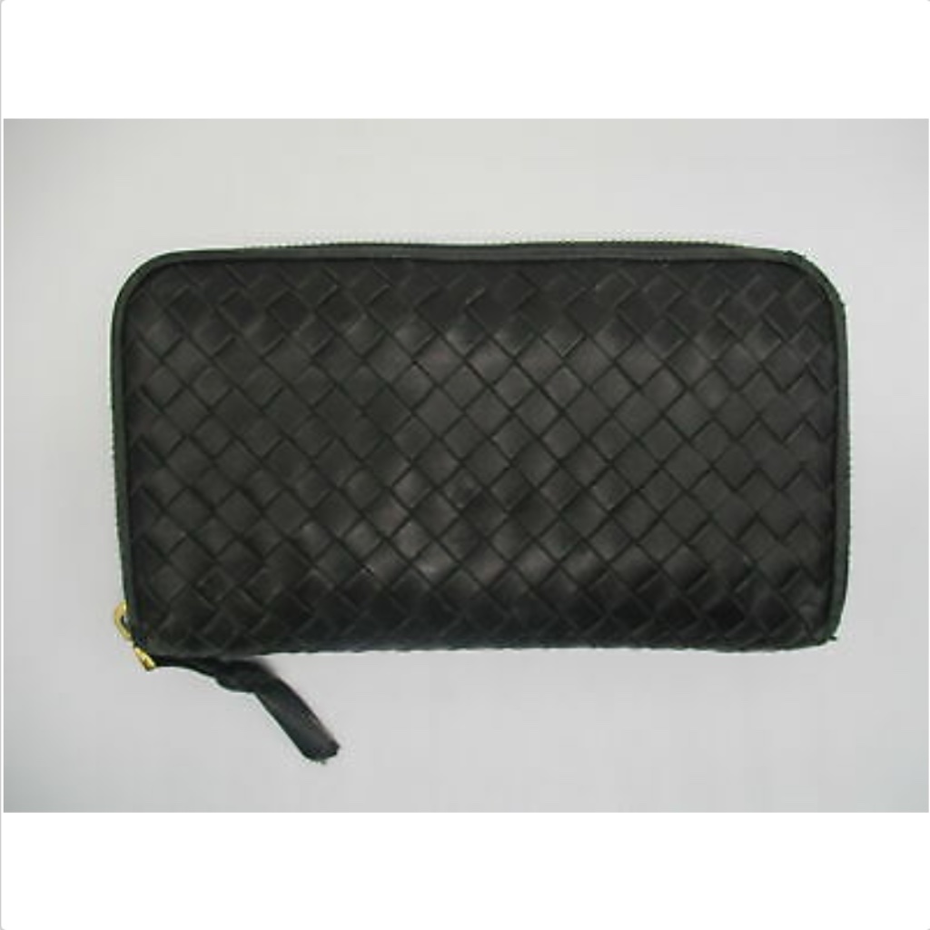 Bottega Veneta Black Woven Leather Wallet